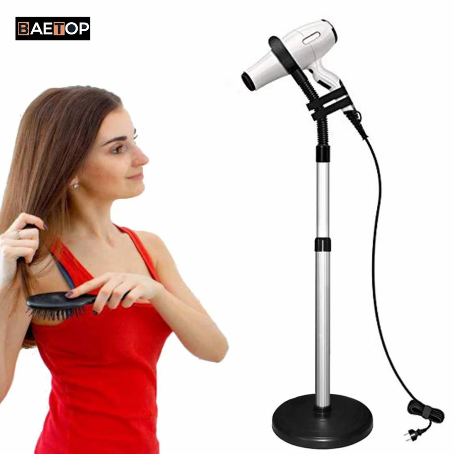 Adjustable 360 Degree Rotating Hair Dryer Stand with Heavy Base, Hands-Free Blow Dryer Holder, Countertop for Home Bathroom