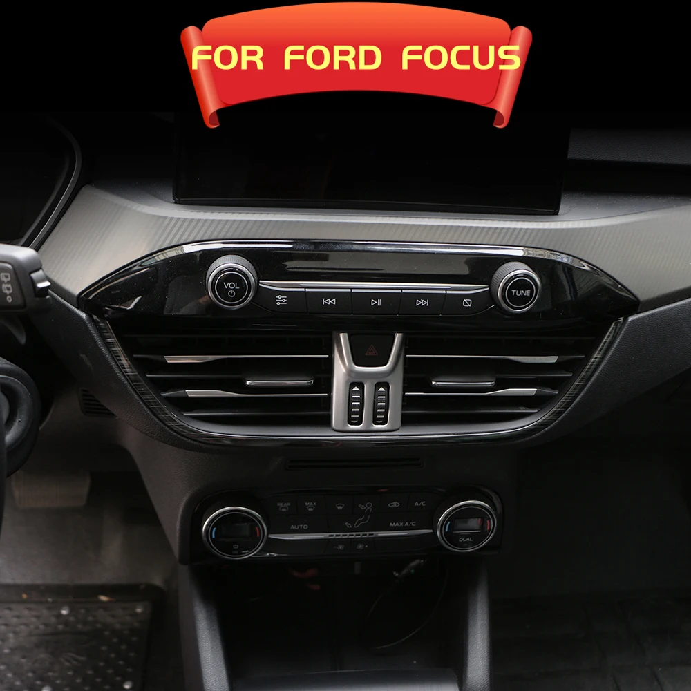 2 Colors For Ford Focus 2019 2020 Stainless Steel Central Control Air Condition Vent Outlet Underside Cover Trim Accessories