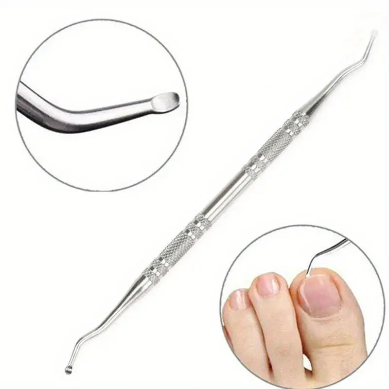 

1pc Nail Art Dual End Stainless Steel Dirt Remove Cleaning Stick Nail Toenail Ingrown Correction File Manicure Pedicure Tool