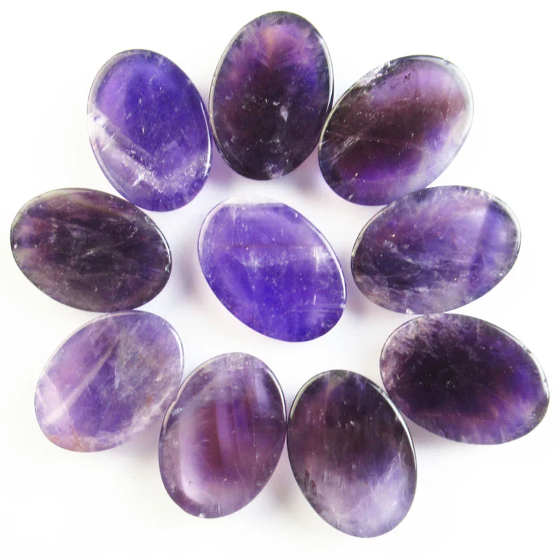 Free Shipping Best Quality 10Pcs 25x18x7mm Natural Amethyst Oval Cab Cabochon NO Hole For Jewelry Necklaces Earrings Gems