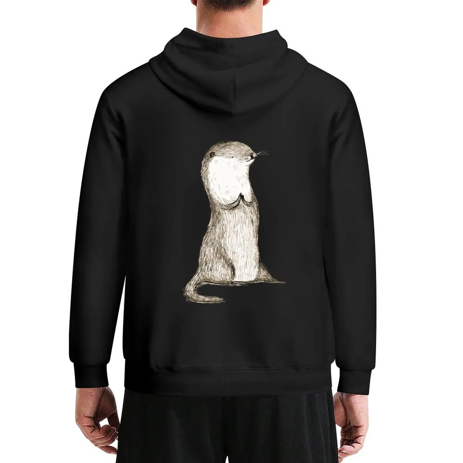 

Sitting Otter Hoodie men's clothing men's sweat-shirt set winter clothes anime clothing man hoodie