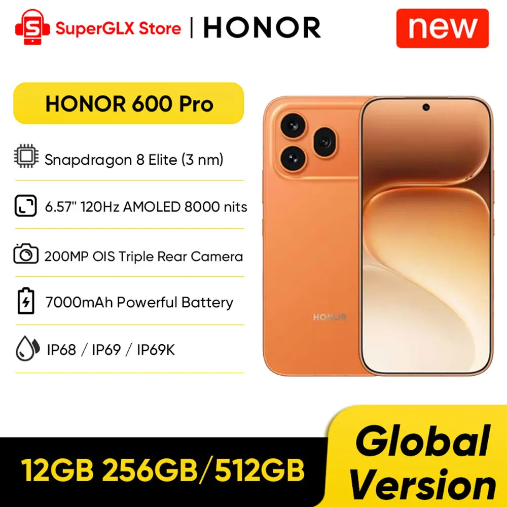 HONOR 600 Pro Global Version 5G Smartphone Snapdragon 8 Elite 6.57
