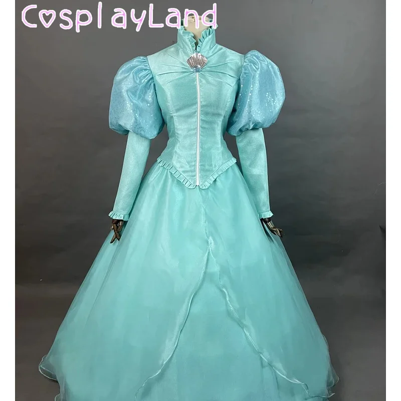 

Princess Ariel Cosplay Costume Halloween Fancy Dress Mermaid Women Dress Custom Made Sequins Lace Up Gown Suit Blue Party Dress