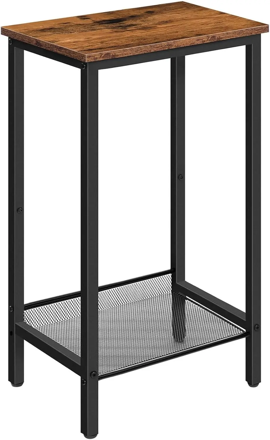 

Tall Side Table, Industrial End Telephone Table with Adjustable Mesh Shelves, Small Tall Night Stand for Living Room, Bedroom