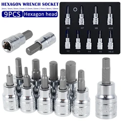 9-Piece hexagonal driver bit socket set, hexagonal driver bit set, sturdy and durable 3-8 inch drive screwdriver bit hand tool