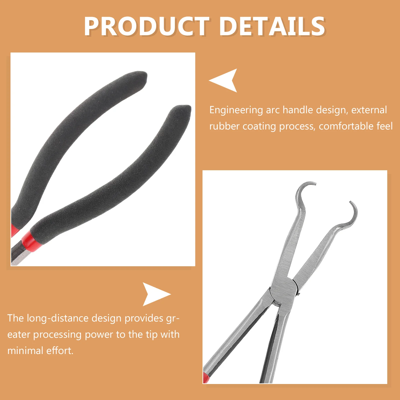 

1pc Extended Long Nose Plier Black High Quality Arc Handle Rubber Coated For Tight Spaces Crimping Clamp Manual Wiring Tool Hand