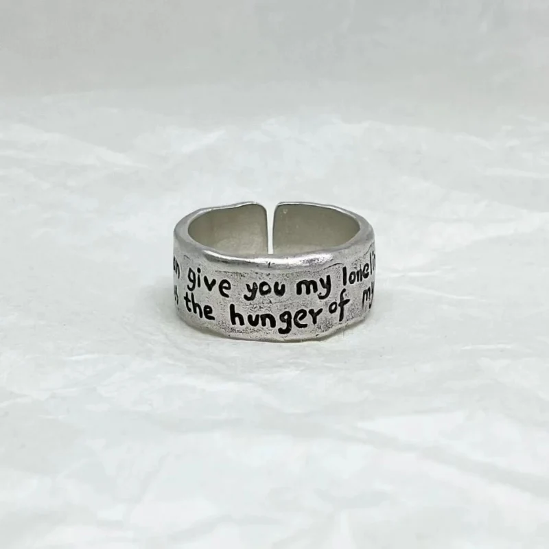 Personality Borges Ring Male and Female Opening Letter Ring Simple Temperament Thai Silver Index Finger Rings KOFSAC