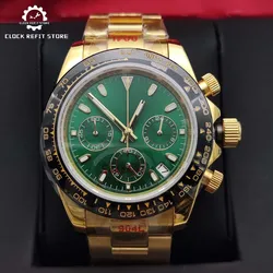 Men's Luxury Gold VK63 Quartz Watch, Business Sport Chronograph, Sapphire Glass, Water Resistant Crown, Men's Watch