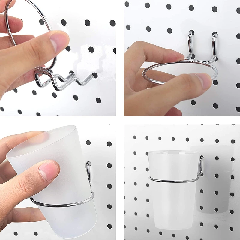 6 Sets Pegboard Bins With Rings Style Pegboard Hooks With Pegboard Cups Pegboard Cup Holder Accessories Transparent