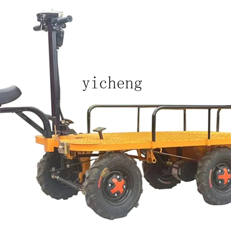 TQH electric four-wheeled flat truck can push and pull goods upside down, donkey stall car, warehouse truck