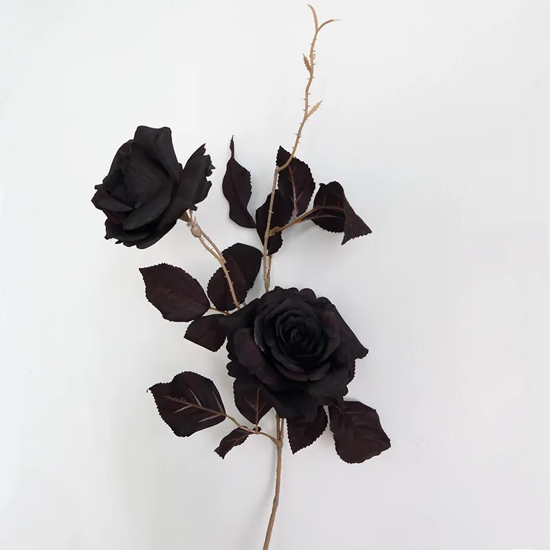 

4Pcs Black Rose Artificial Flowers Halloween Decoration Silk Flower for Home Wedding Party Event Flower Arrangement Fake Roses