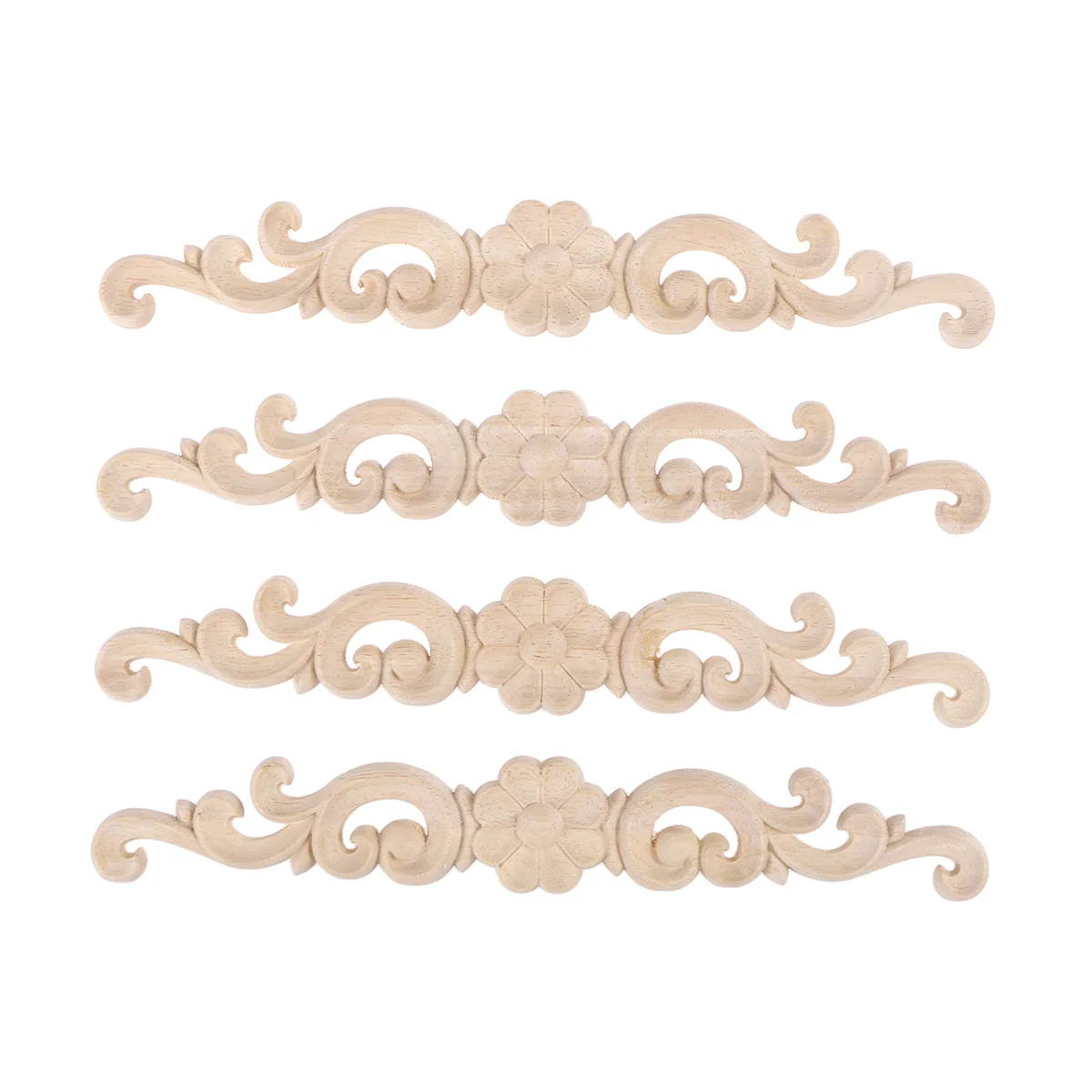 4 PCS Decorative Doors Wood Applique Unpainted Frames Furniture Carved Onlay Wooden