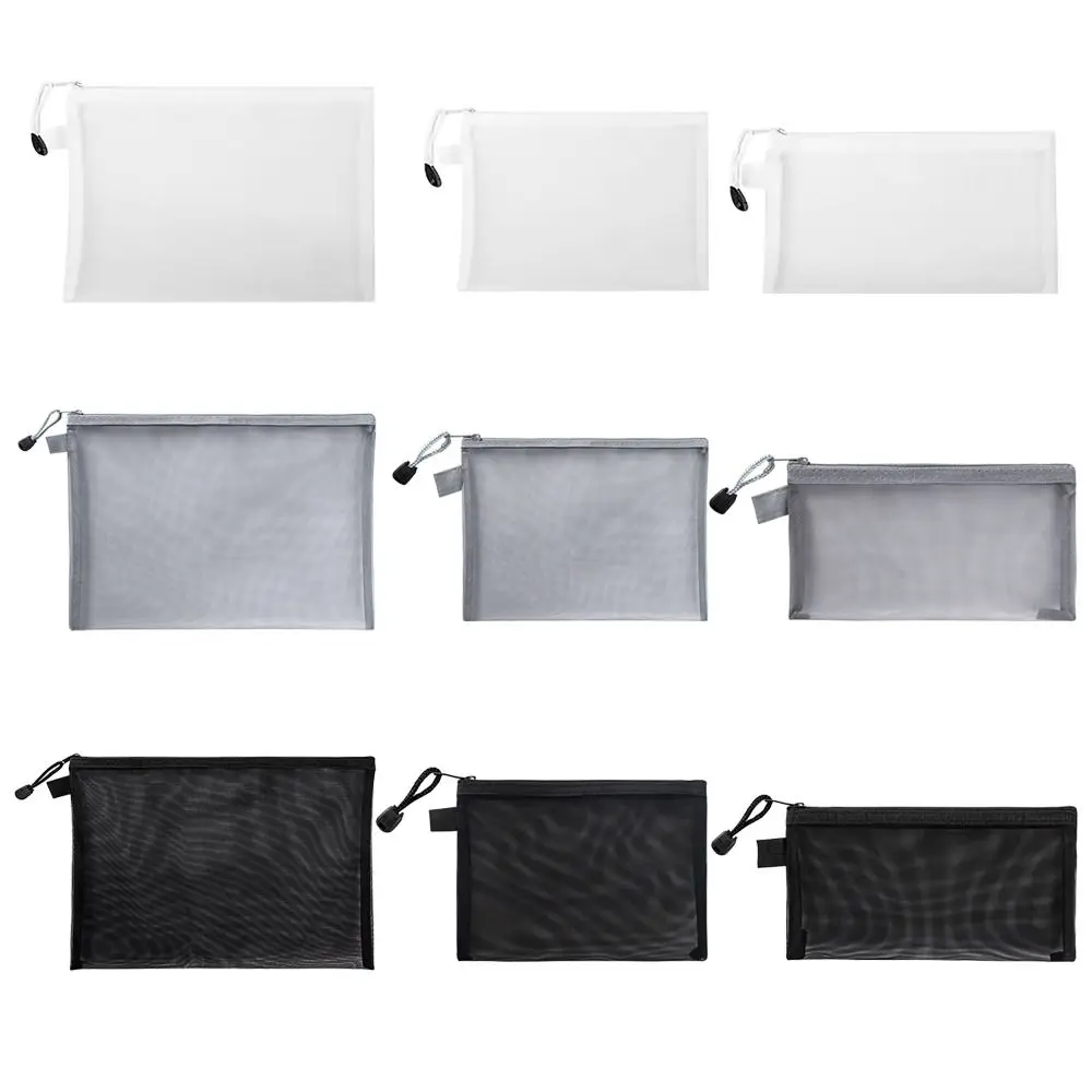 

New Nylon Mesh File Bag A4 A5 A6 Transparent Pen Bag Pencil Case Office