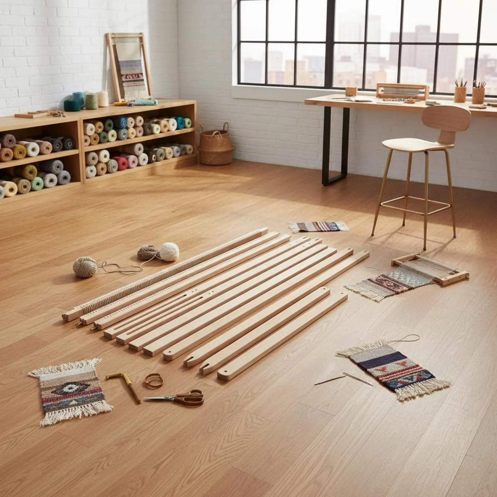Wooden Tapestry Loom Long-Lasting Wooden Weaving Loom Kit Adjustable Weaving Frame Beginner Approachable Crafting Tool