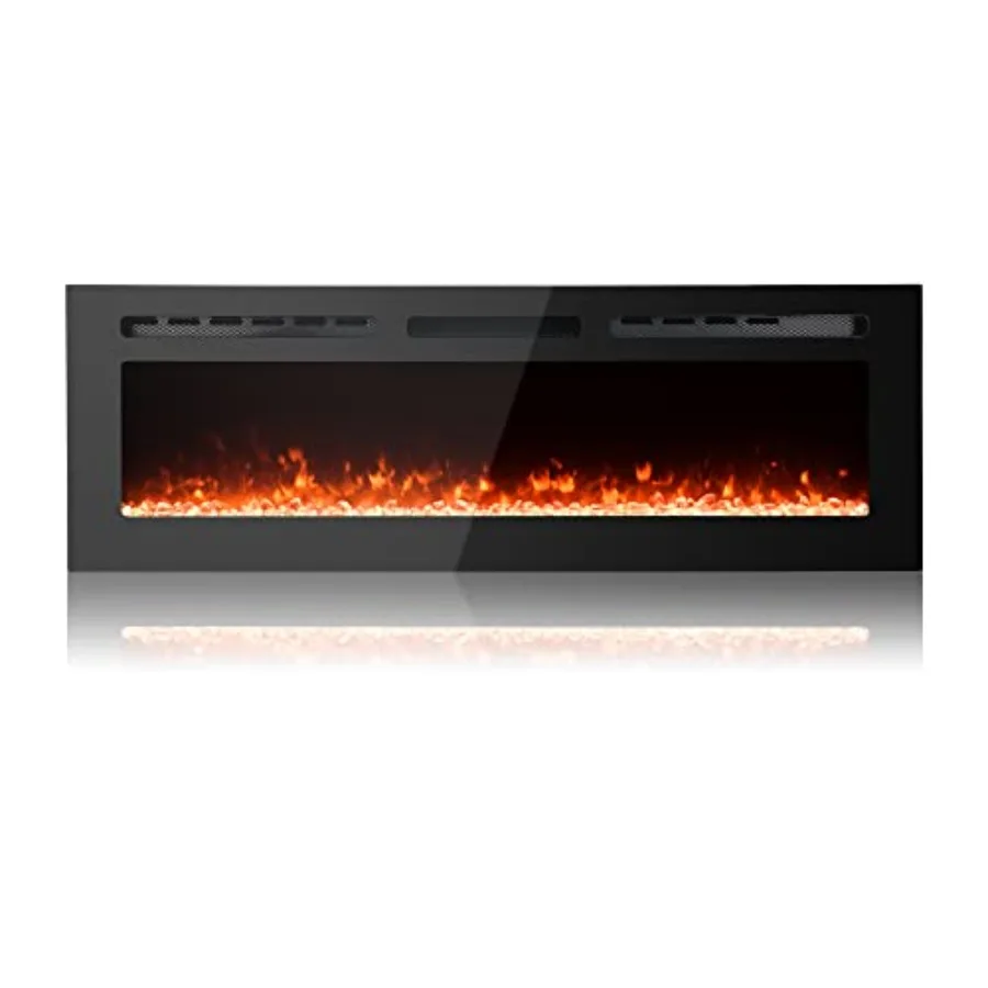50 inch Freestanding Electric Fireplace with 12 Flame Colors Power Temperature Adjustable Remote Control