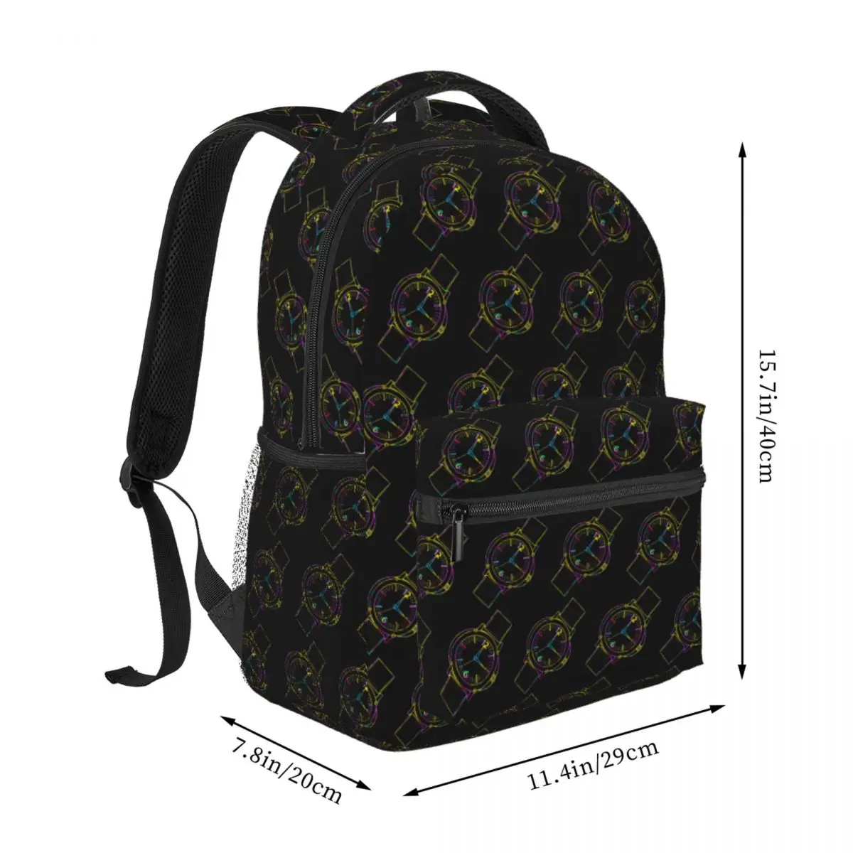 Watch Pop ColourColor Tie Dye Background Cool Funky Backpack Student BookBag Children School Bag Laptop Shoulder Bags Boys Girls