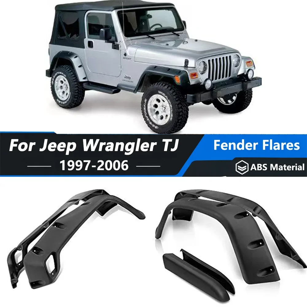 For Jeep Wrangler TJ 1997-2006 Pocket Rivet Fender Flares Wheel Arches ABS Offroad 4x4 Jeep Styling Build Accessories
