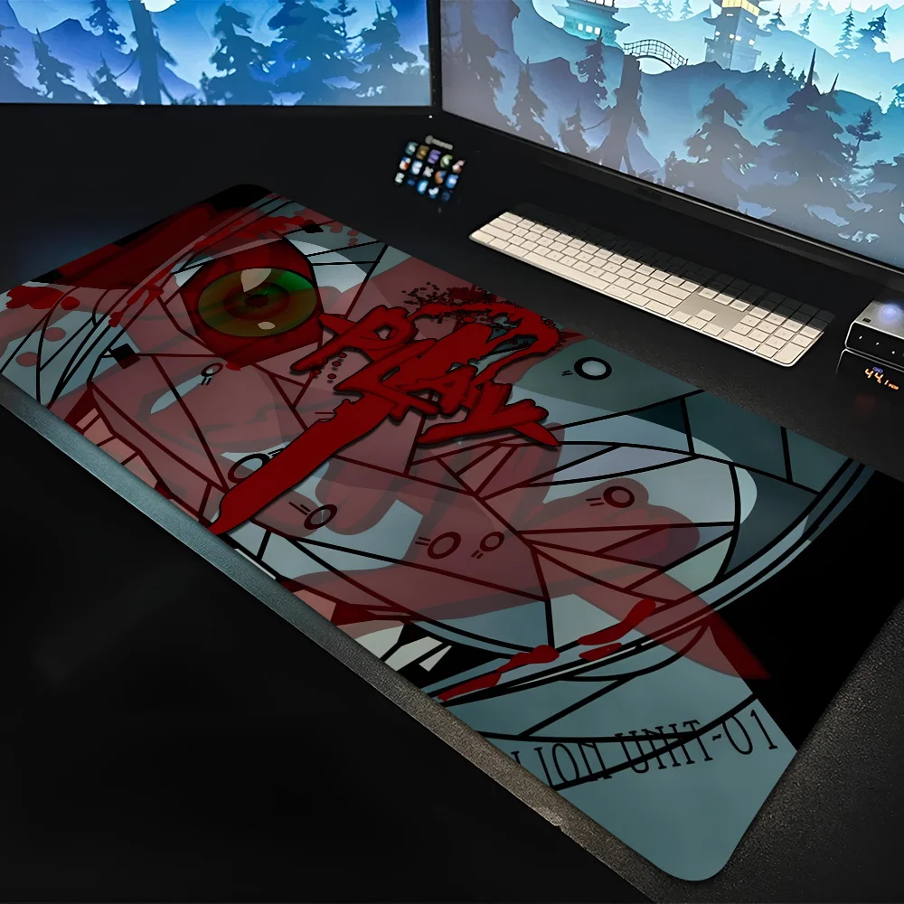 Large Computer Mouse Pad Anime E-Evangeliones Mousepad Mouse Mat Desk Mat With Pad Gaming Accessories Prime Gaming XXL Keyboard