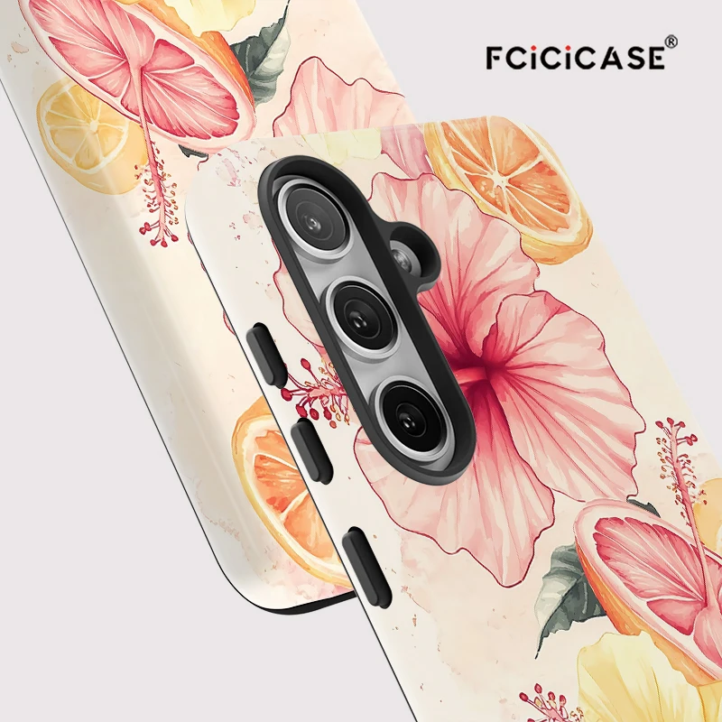 Etui na telefon Fcicicase do Samsung Galaxy A36 A26 A 26 A16 A56 5G Silikonowe kwiatowe pomarańczowe dwuwarstwowe odporne na wstrząsy matowe etui