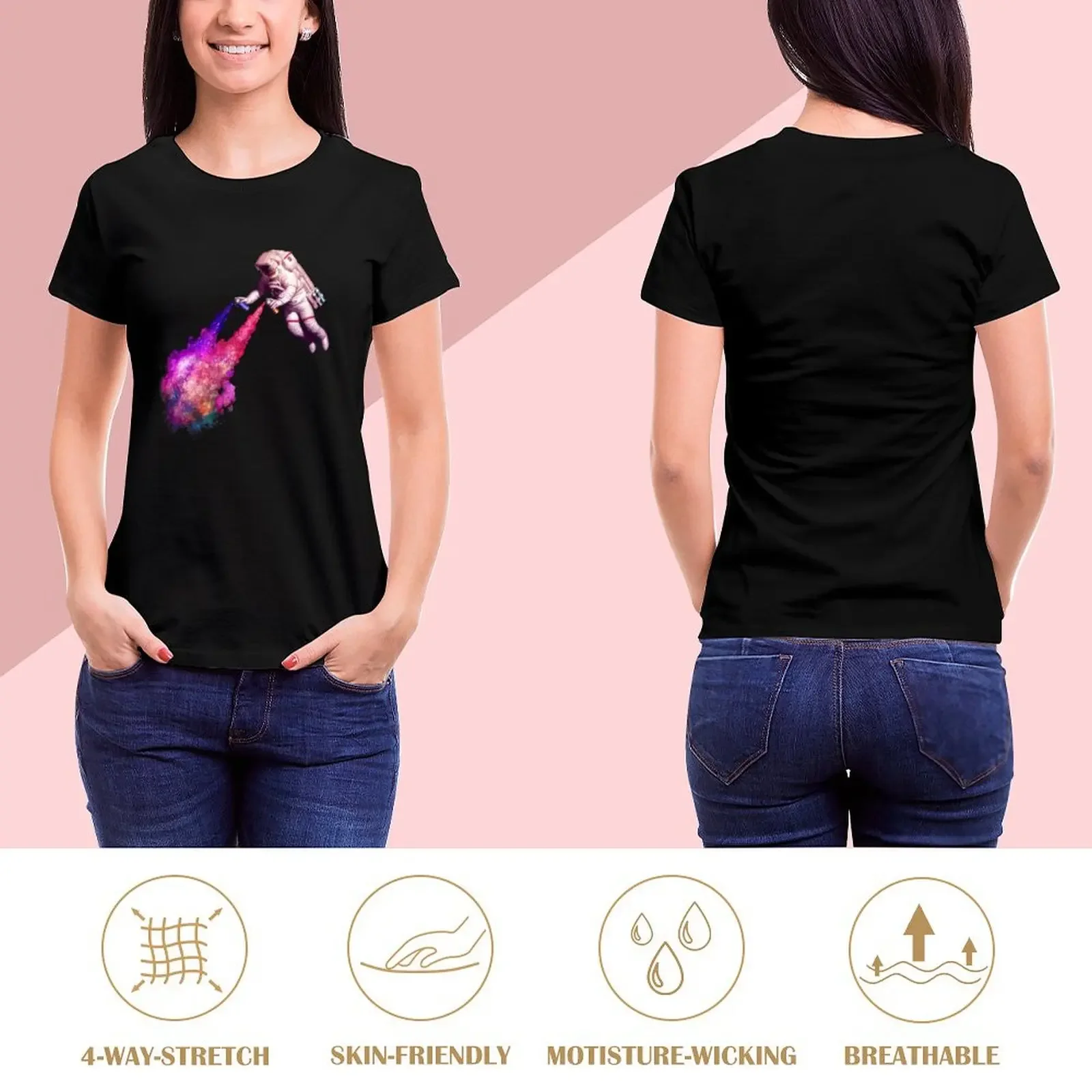 Shooting Stars - the astronaut artist T-Shirt plain summer clothes summer top cute tops oversized workout shirts for Women