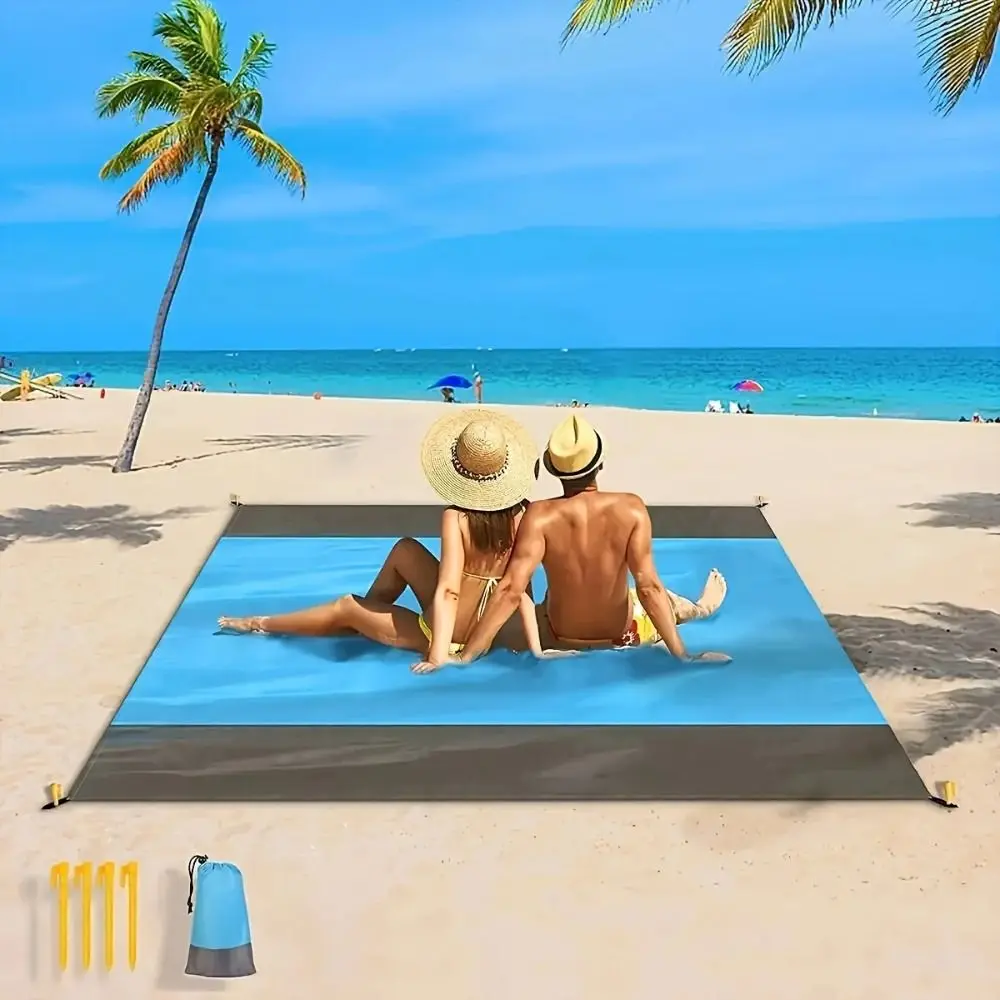 

New Waterproof Pocket Beach Blanket Foldable 210x200cm Camping Mat Lightweight Sand Beach Mat for Outdoor Camping Travel