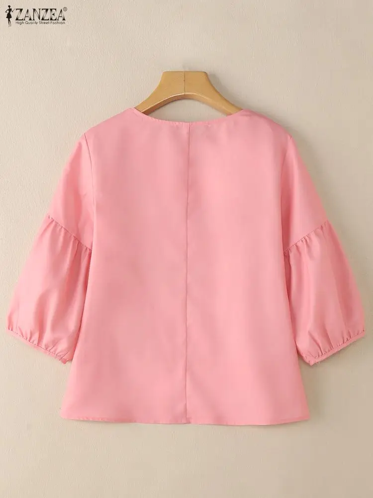 2025年 ザンゼア 秋 レディース トップス エレガント ワークシャツ カジュアル 長袖 花柄プリント ブラウス Oネック ルーズ ブラウス チュニック オーバーサイズ