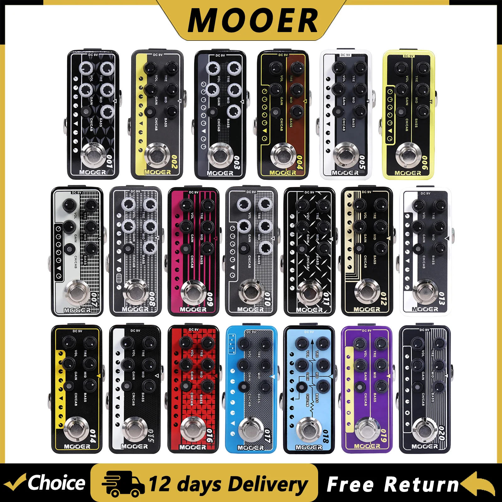 

Предусилитель MOOER для гитарных эффектов M001~M020, цифровой педаль-преусилитель с True Bypass, запчасти и аксессуары для электрогитар