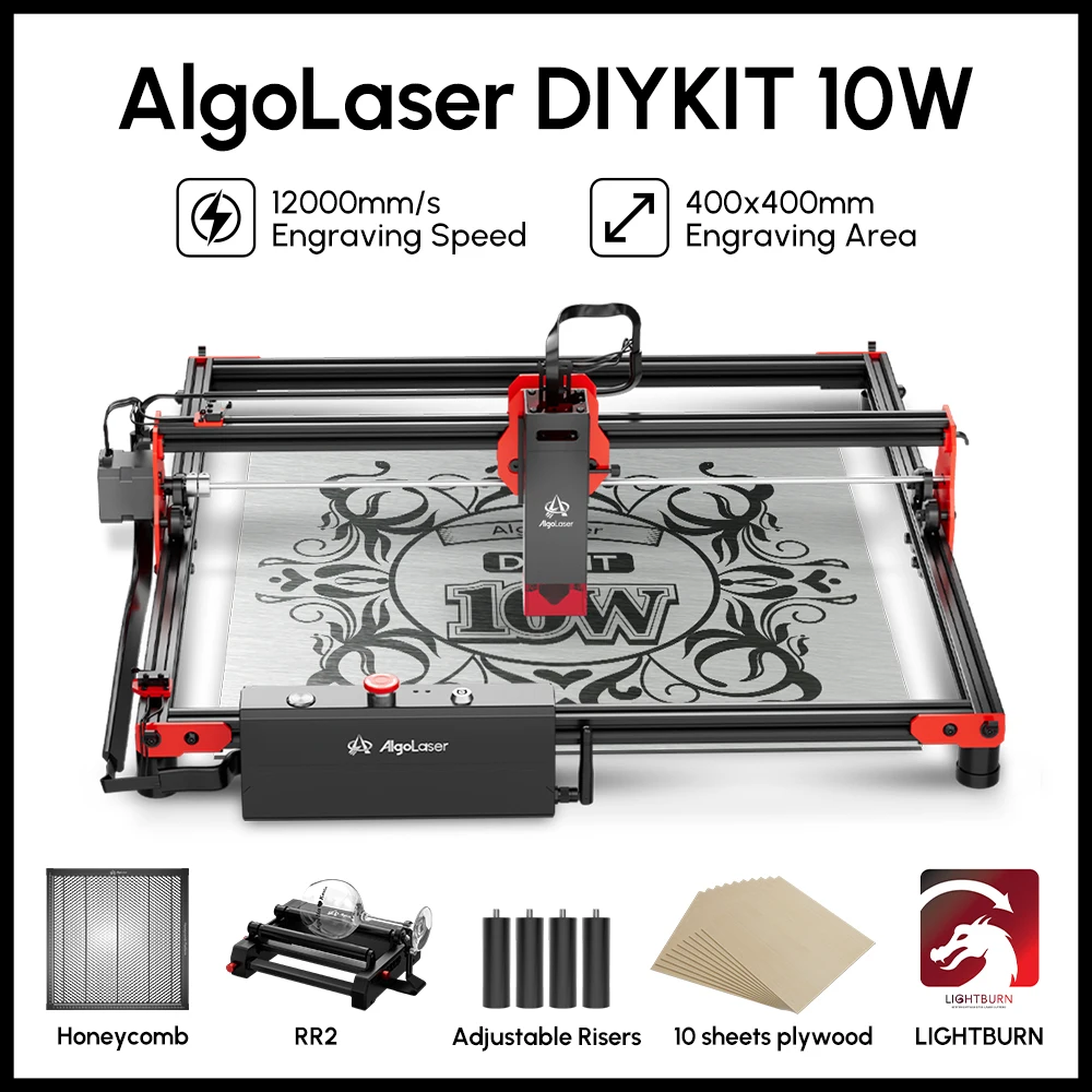 

Algolaser 10W Laser Engraving Cutting Machine DIY-KIT Diode Wood Engraver Desktop Cutter Woodworking Tools Leather Acrylic Print