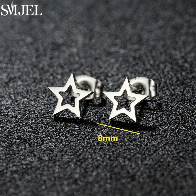 Stainless Steel Mini Stud Earrings Geometric Women Minimalist Star Moon Circle Earings Fashion Jewelry Triangle Ear PiercingGift