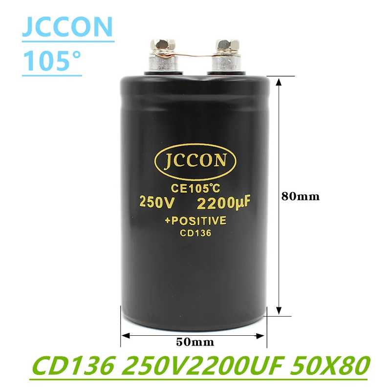 JC bolt electrolytic capacitor 250V2200UF 50x80mm CD136 variable frequency screw capacitor CE105 ℃ original brand new