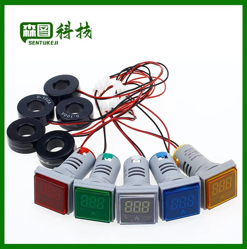 Square LED Digital Voltmeter & Ammeter Voltage Gauge Current Meter AC 60-500V 0-100A D18 dropship