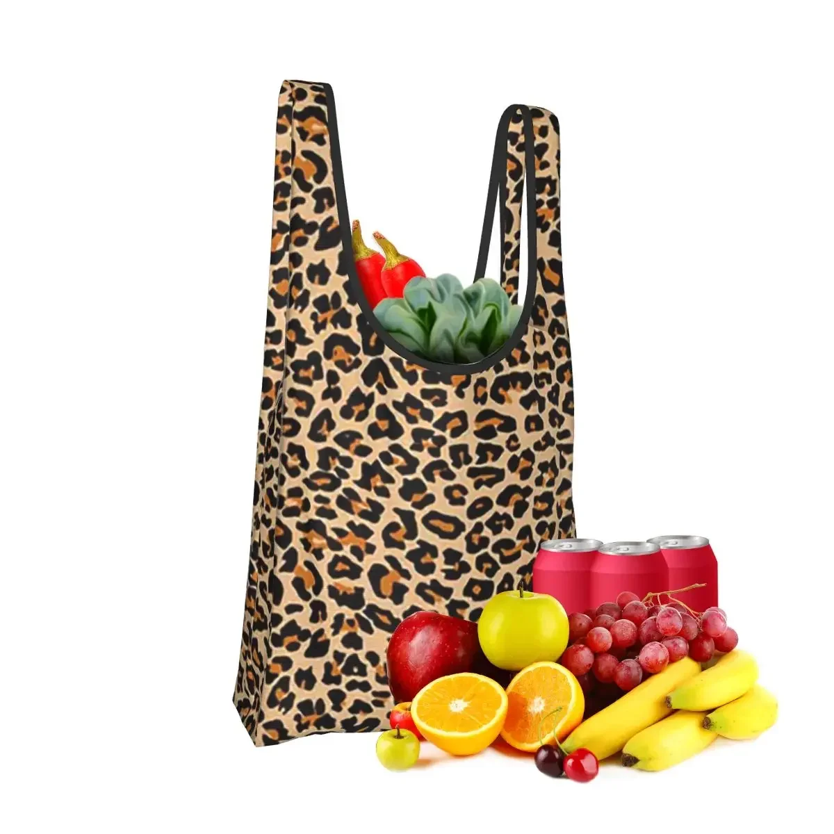 Leopard Spotty Print Face Mask Portable Tote Shopping Bags Large Capacity Shopper Bag Grocery Handbag Shoulder Bag