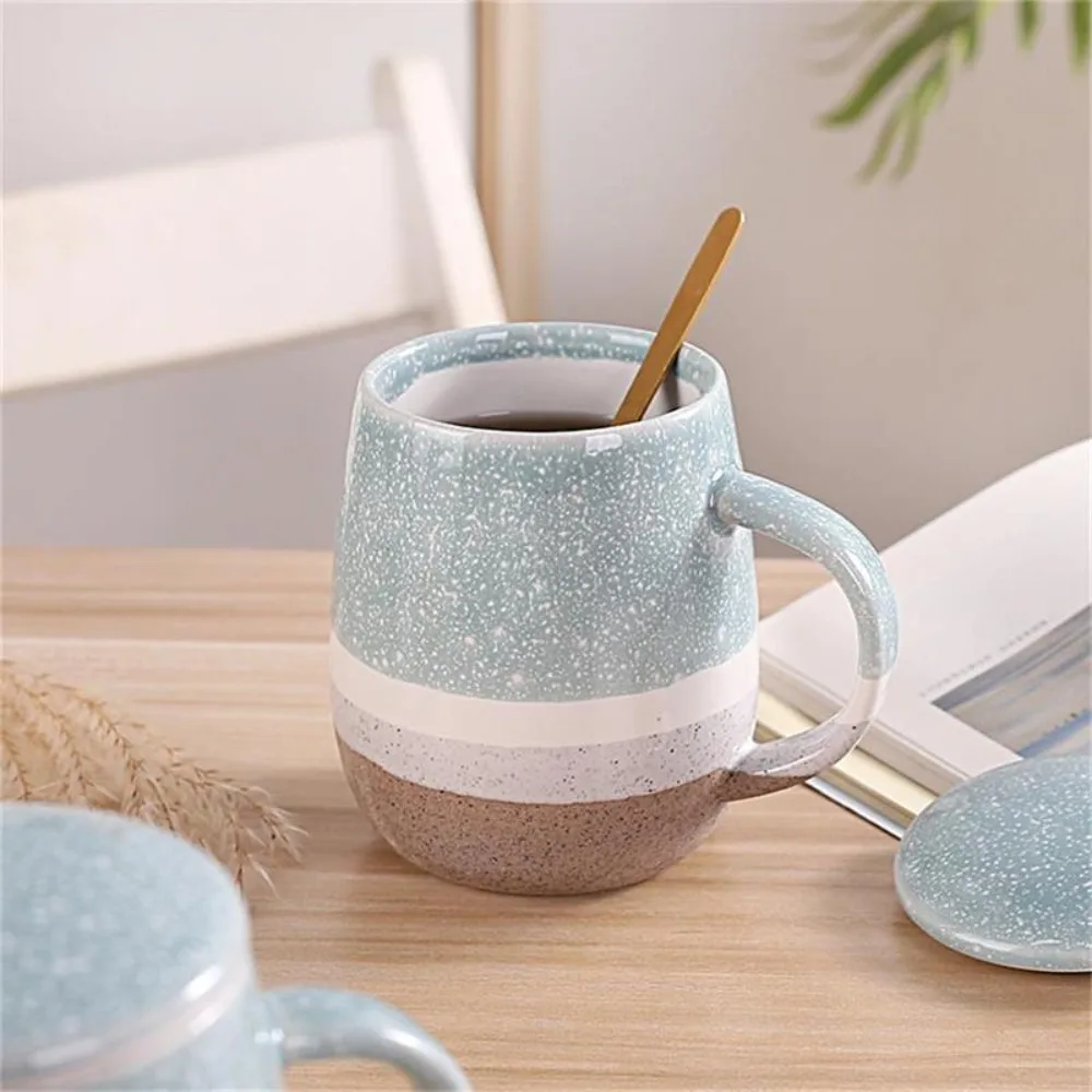 Nordic Style Kiln-changed Tea Mug Ceramic with Filter and Lid Tea Separation Cup Heat Resistant 350 ML Big Belly Cup Office