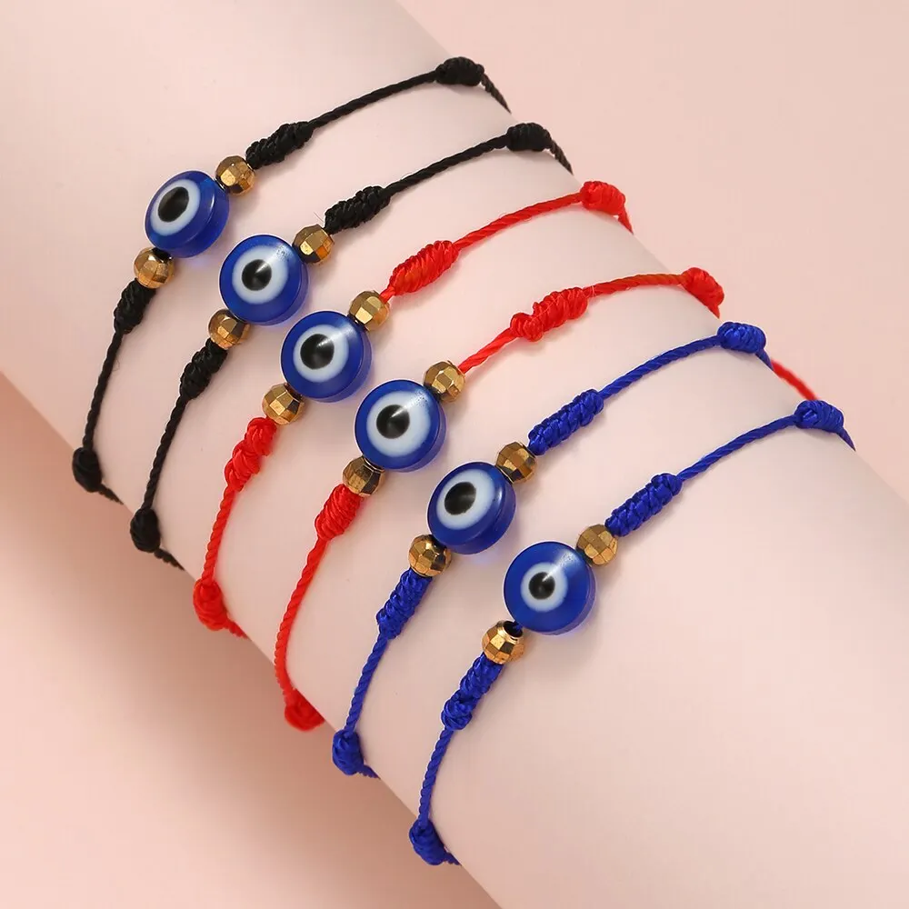 6Pcs/lot Handmade Turkish Lucky Evil Eye Bracelets For Women Braided Red Black Blue Rope Wrist Hand Love Friendship Jewelry image 5