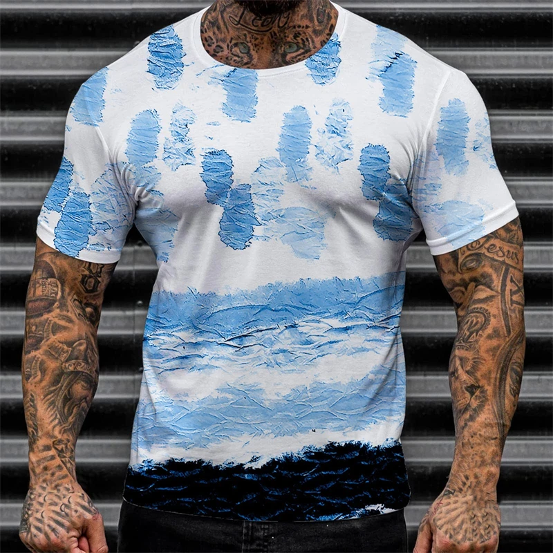 

Simple Gradient Pattern T Shirts For Men Summer Fashion Short Sleeve 3D Printed O Neck T-shirts Trendy Streetwear Oversized Tees