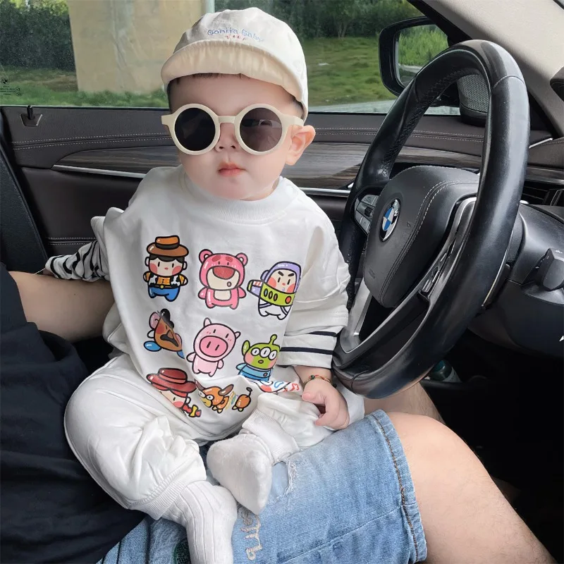 0-2 Jahre alt lose Trend Jungen und Mädchen Baby Overall Disney Spielzeug Geschichte Persönlichkeit Hoodie Stil Mode Cartoon Baby kleidung