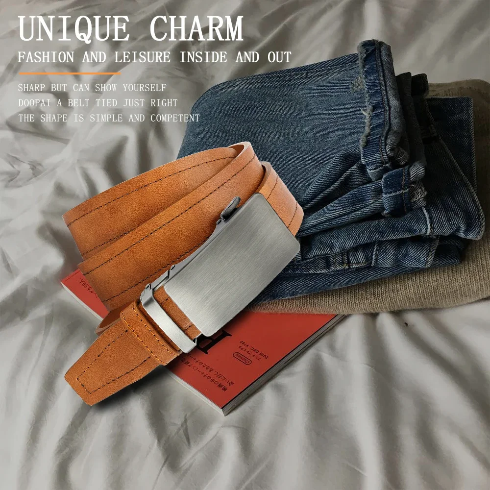 Men's Belt Metal Luxury Brand Automatic Buckle High-quality PU Leather High-quality Men's Business Casual Belt Multi-color