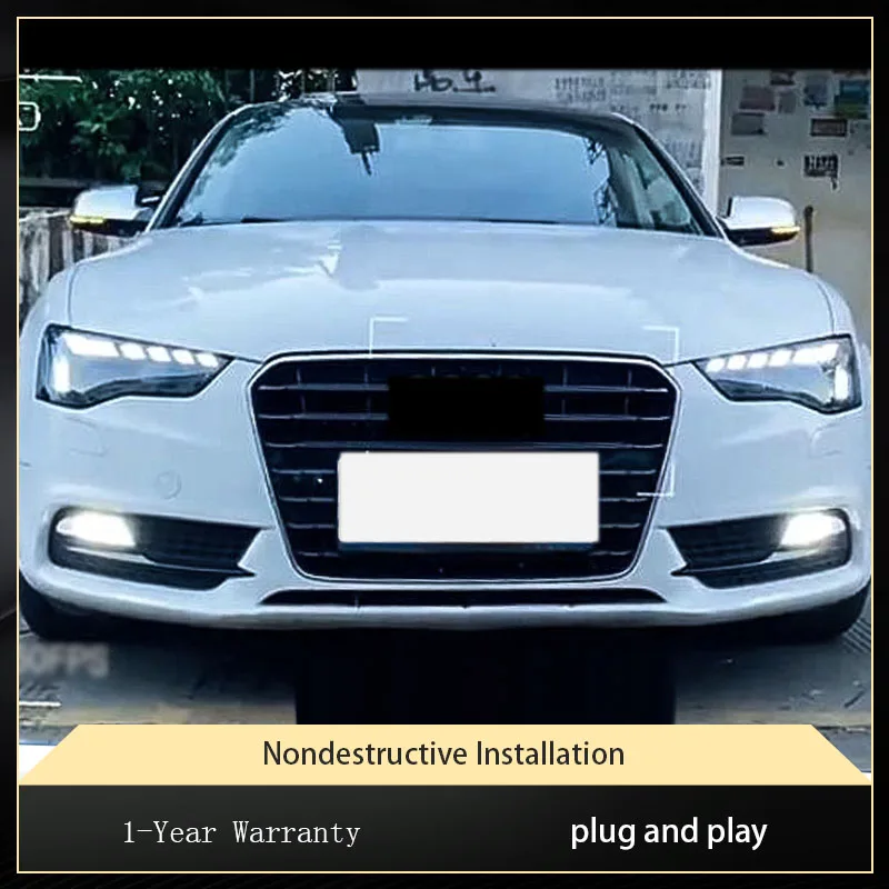 تصفيف السيارة لأودي A5 2008-2016 المصباح الأمامي DRL المصباح بدوره إشارة تسليط الضوء على كامل LED عكس اكسسوارات السيارات الديناميكية #6