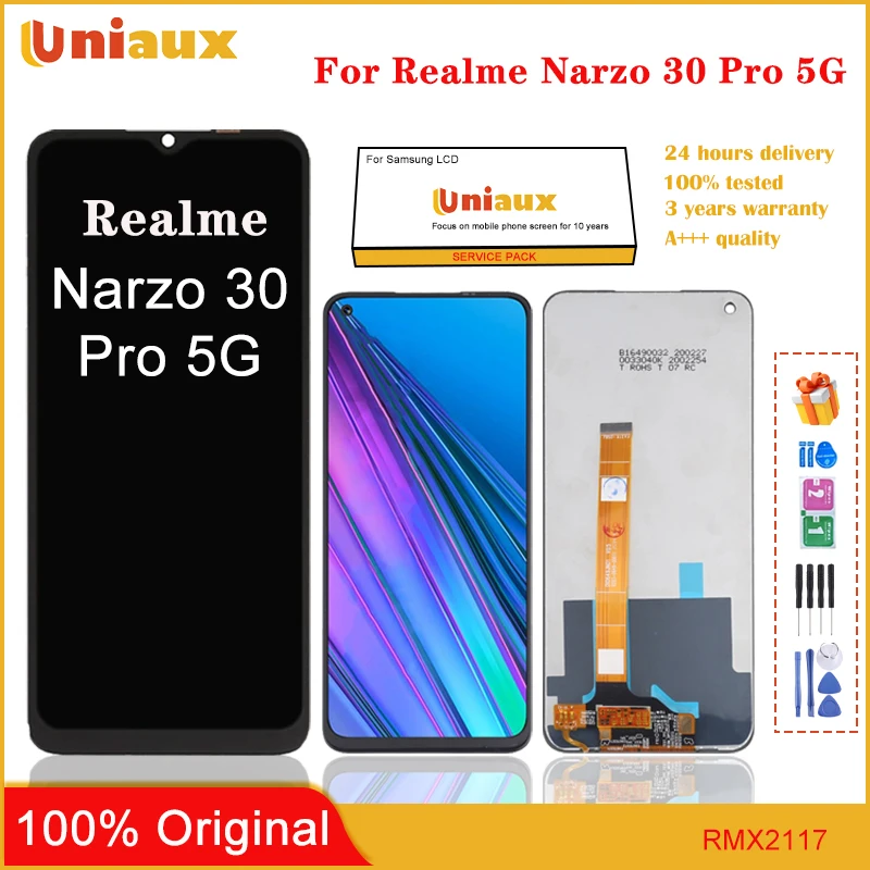 

Original Black 6.5 ” For OPPO Realme Narzo 30 Pro 5G LCD Display Touch Screen Digitizer Panel Assembly / With Frame