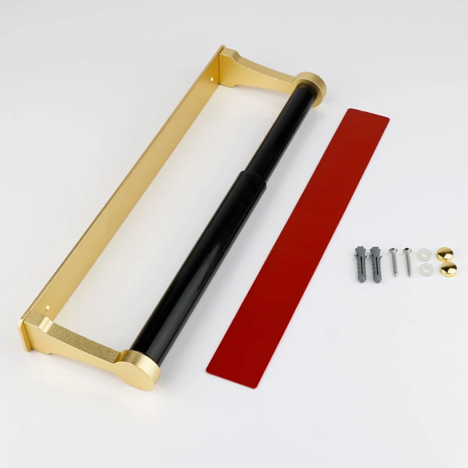 

Kitchen Paper Holder Adhesive Matte Gold Sliver Black Wall Mounted Tissue Holder Stand Lavatory Toilet Paper Towel Rack Aluminum