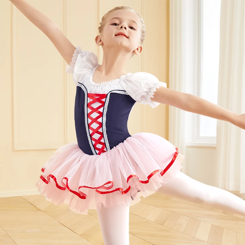 Meisjes Ballet Jurk Bladerdeeg Korte Mouw Ballet Tutu Jurk Kinderen Ballet Turnpakje Jurk Verjaardag Aankleden Meisjes Dans Kostuum Dancewear