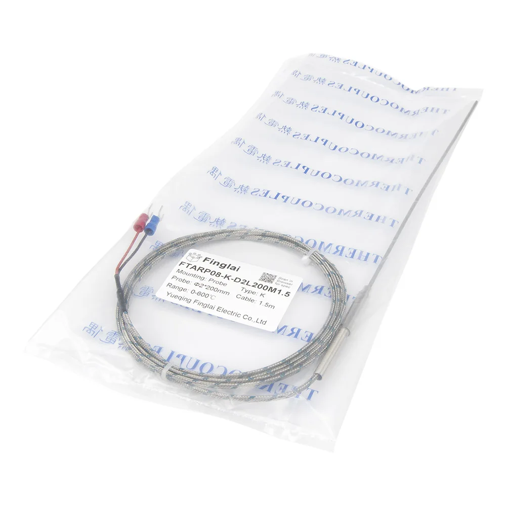 FTARP08 K type 1.5m metal screening cable 200mm flexible probe sheathed thermocouple temperature sensor WRNK-191