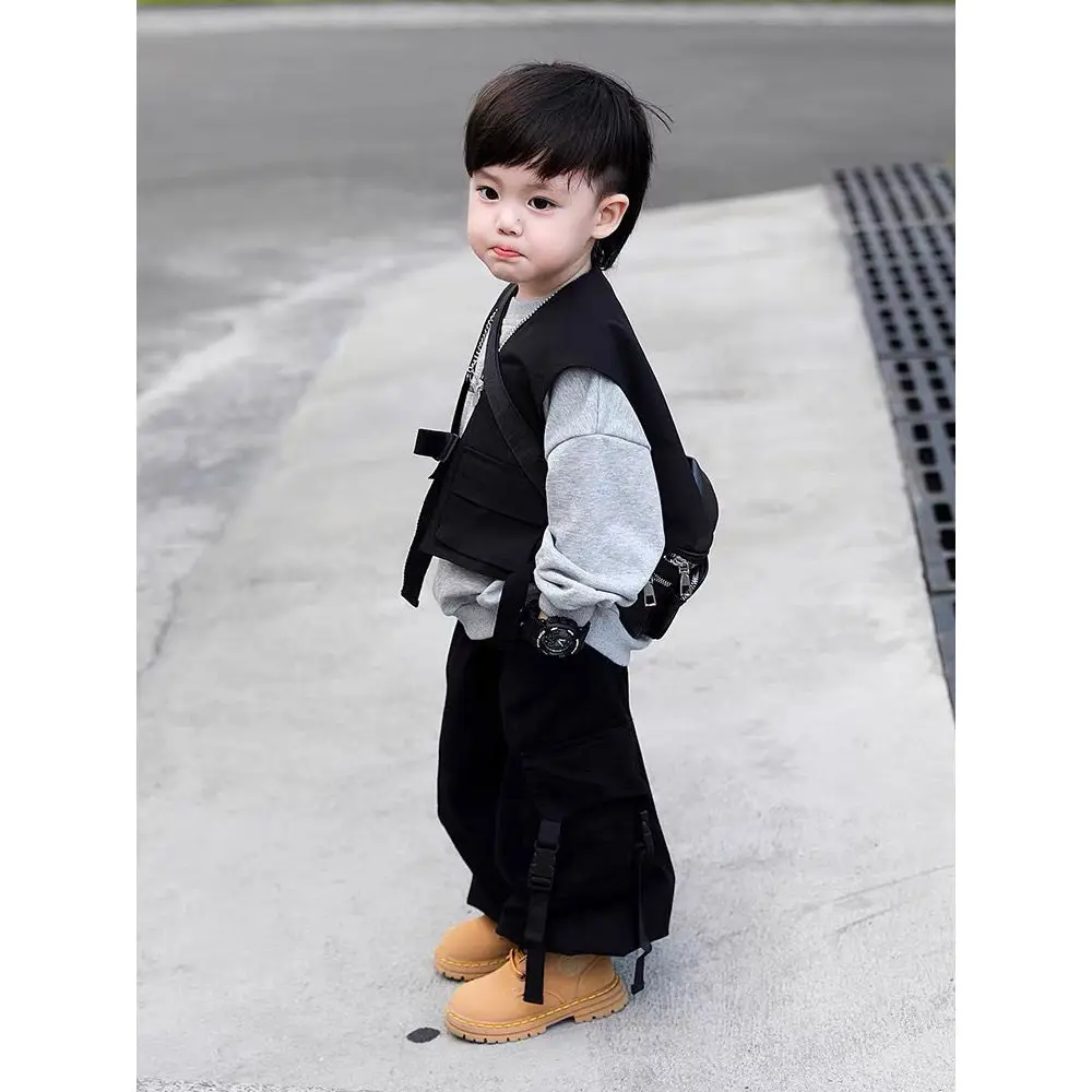 3 PCS set Spring Autumn Boy Handsome set Casual vest+ TShirt+Loose Pant Kid Children baby toddler Boy Fashion clothes Streetwear