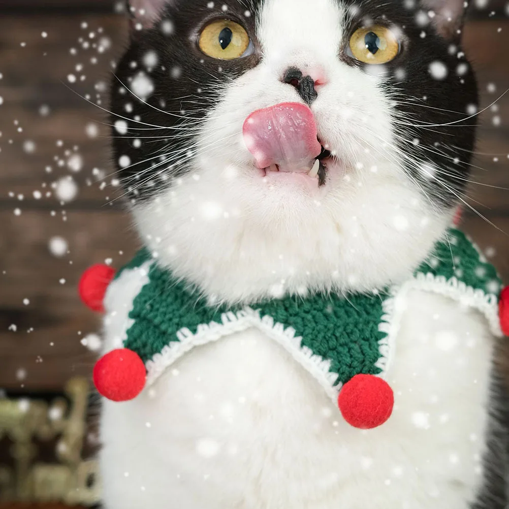 

1pc Christmas Pet Neck Collar Woolen Thread Dog Bib For 5-18Kg Pets Xmas Party Decoration Pet Dog Necklace Scarf Collar