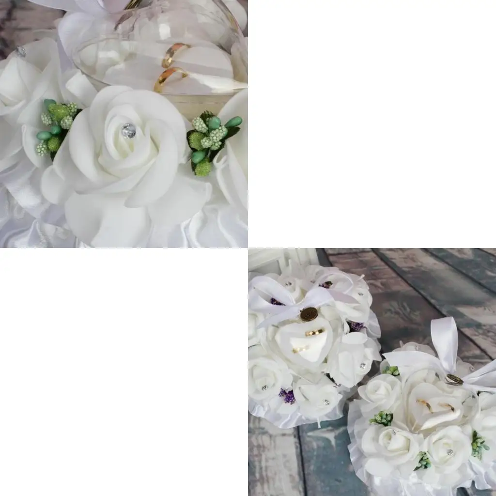 

Wedding Ring Pillow Ceremony Heart Shaped Ring Bearer Cushion Wedding Ring Box