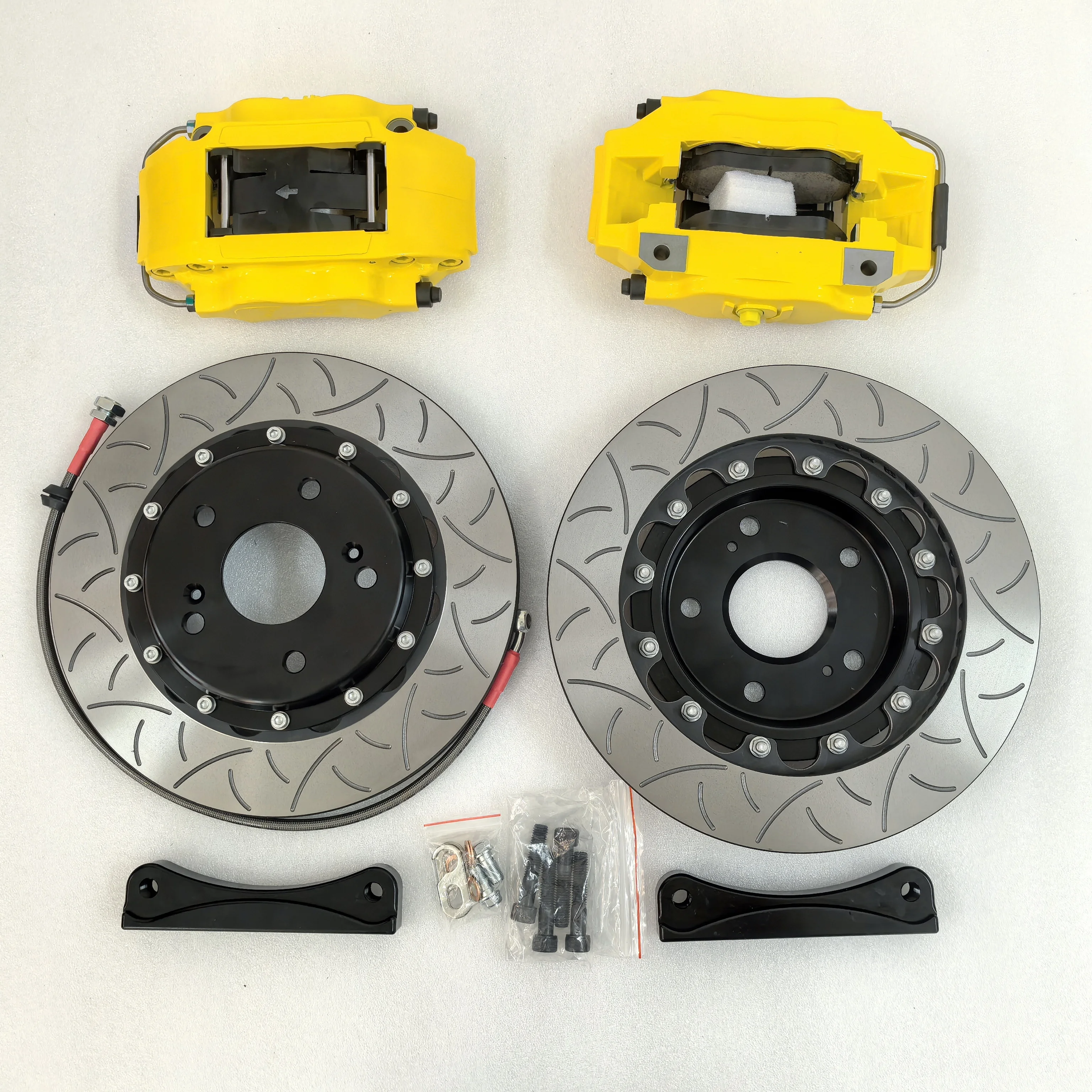 Jekit Front 4 Pots Yellow Brake Caliper 330*24mm Type III Disc For 16inch-honda civic eg