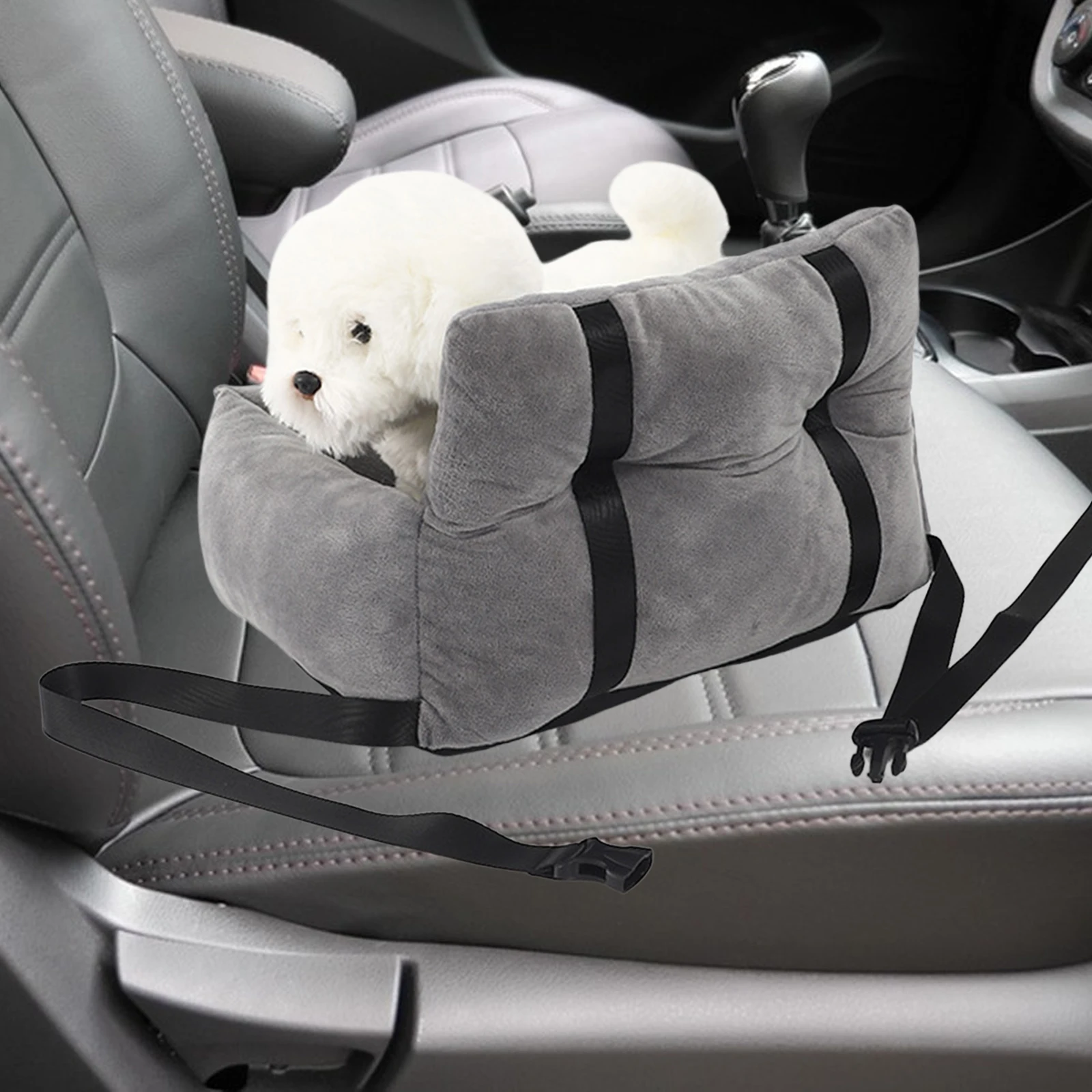 Asiento de SUV para perro y gato, cama fija con correa ajustable, parte inferior antideslizante, suministros de transporte para viaje