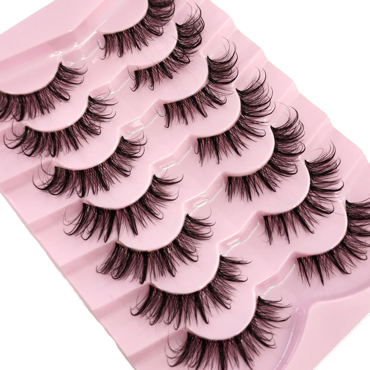 Novo 7 pares de cílios olho de gato 3d cílios postiços naturais fofos macios cruzados mangá cílios finos naturais extensão de cílios maquiagem