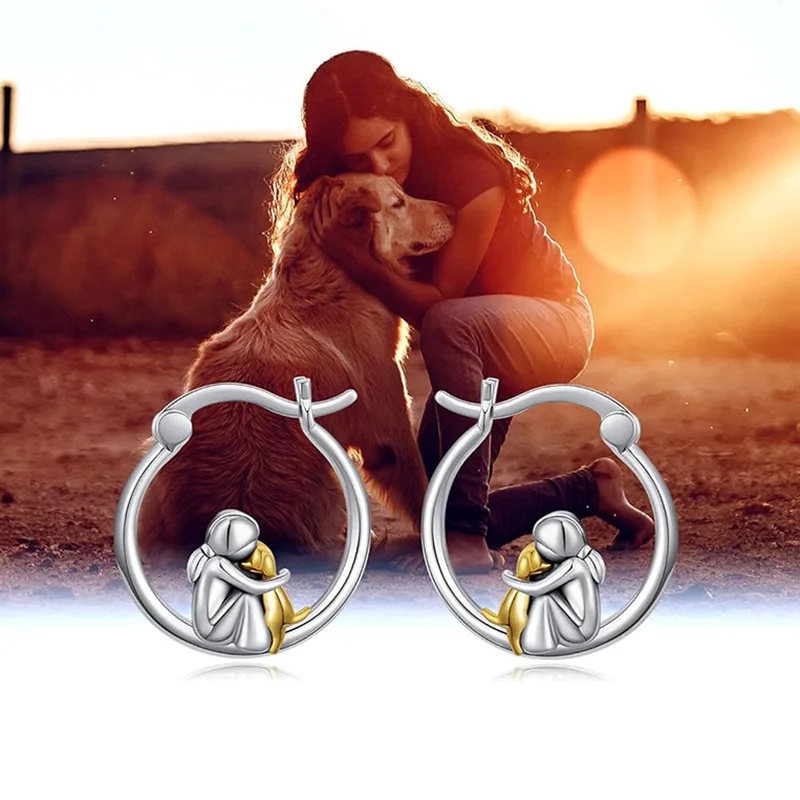 Cute Dogs Rely on Gentle Ear Buckles, Women's High-end Trend, Niche Design Sense, Metal Style Painting Oil, Niche Jewelry
