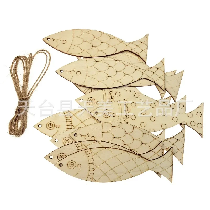 

12pcs Wood Fish Crafts Unfinished Wooden Fish Cutouts Hanging Ornaments DIY Fish Craft Gift Tags for Home Party Decoration Craft